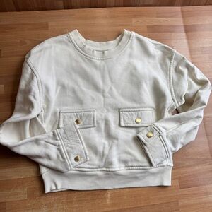 DL1961 crewneck sweater, white , size med, school uniform, pullover, cotton